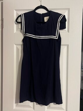 EUC Fashion Brand Company Sailor Dress Soft Linen Navy Dress Size Small (hemmed)